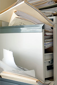 stuffed filing cabinet